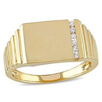 Miabella 1/10 Carat T.W. Diamond 10 K Yellow Gold Men's Signet Ring