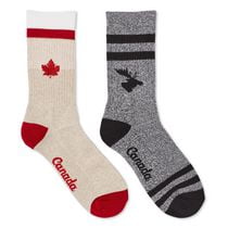 Canadiana Adult Gender Inclusive Cabin Socks 2-Pack, Sizes S/M-L/XL