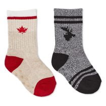 Canadiana Toddlers' Gender Inclusive Cabin Socks 2-Pack, Sizes S/M-M/L