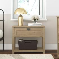 Mr. Kate Primrose Wide 1 Drawer Nightstand with Open Shelf, Natural
