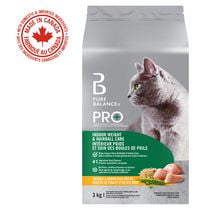 Pure Balance Pro+ Indoor Weight & Hairball Care with Chicken & Brown Rice Dry Cat Food, 100 g, 3 kg, 7 kg