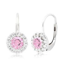 Boucles d'oreilles UnicornJ en Argent Sterling avec Simili Pierre de Naissance et Halo en Simili Diamant.