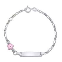 Decadence Kids Sterling Silver Rhodium Childrens Pink Enamel Star 6 Id Bracelet