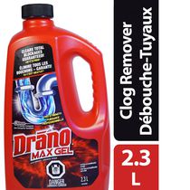 Drano Max Gel débouche-tuyaux et nettoyant de drains déloge et élimine les blocages dans les drains de douches et de lavabos, 2.3 L