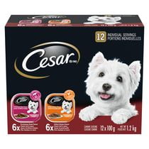 Cesar Classic Loaf in Sauce Grilled Chicken Flavour & Porterhouse Steak Flavour Variety Pack Soft Wet Dog Food