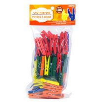 Small Wooden Colored Clothespins, 100 ct.