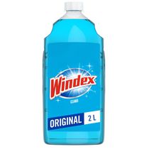 Windex Original Bleu Nettoyant pour verre et vitres - recharge, Enlève les traces de doigts, les taches et les souillures, 2 L