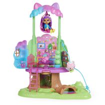 Gabby's Dollhouse, Coffret de jeu Cabane transformable avec lumières, 2 figurines, 5 accessoires, 1 boîte surprise, 3 meubles, jouets pour enfants à partir de 3 ans