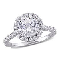 Miabella 3 Carat T.G.W. Created White Sapphire Sterling Silver Halo Engagement Ring