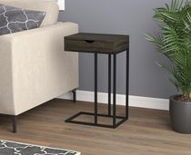 Safdie & Co. Accent Table 15.75L C-Shaped Dark Grey Wood 1 Drawer 