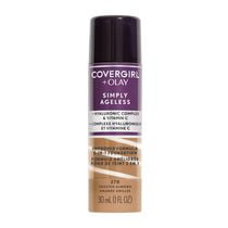 COVERGIRL Simply Ageless 3-in-1 Liquid Foundation Infused with Hyaluronic Complex, Vitamin C and Niacinamide -  Hydrating Formula, 100% Cruelty-Free, 3-in-1 Liquid Foundation