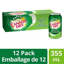 Soda gingembre Canada DryMD - Emballage de 12 canettes de 355 mL