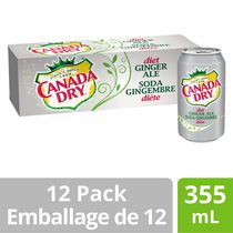 Soda gingembre diète Canada DryMD - Emballage de 12 canettes de 355 mL