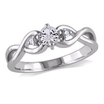 Miabella 0.33 Carat T.G.W. Created White Sapphire and Diamond Accent Sterling Silver Infinity Engagement Ring