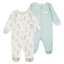 Disney Mickey Mouse ensemble 2mcx de dormeuses avec pieds en coton biologique pour garçons TAILLE: 0M - 6/12M