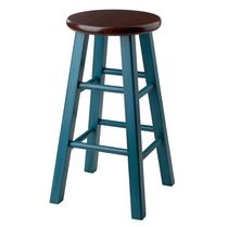 Ivy 24" Counter Stool Rustic Teal w/ Walnut Seat