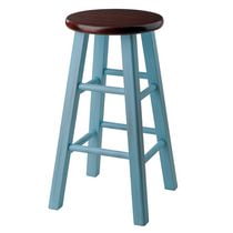 Ivy 24" Counter Stool Rustic Light Blue w/ Walnut Seat