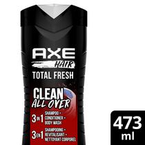 Axe 3en1 Shampooing + Revitalisant + Gel Douche Total Fresh 473 ML