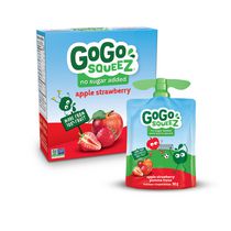 GoGo squeeZ, Compote aux fruits en gourde, saveur pomme fraise - Collation pour enfants sans sucre ajouté, sans noix