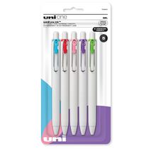 uni® one Retractable Gel Pens, Medium Point (0.7mm), Assorted Ink, 5 Pack