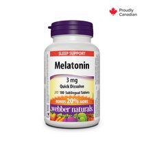 Webber Naturals Mélatonine Dissolution rapide, 3 mg