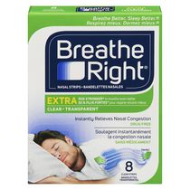 Breathe Right Bandelettes nasales Transparentes, Plus fortes | Soulage instantanément la congestion nasale | Sans médicament