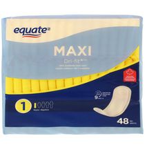 Equate Contoured with Side Channels Regular Maxi Pads Equate Maxi Pad Multi Channel Leakage Protection Unscented 48 Count