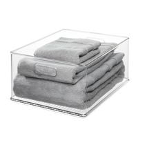 Bac de rangement transparent iDesign pour la cuisine, avec poignée, pour garde-manger, placards, armoires, réfrigérateur/congélateur, étagères et comptoir – 18" x 14" x 8,5"