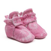 Robeez - Baby, Infant, Girls - Jersey Cotton Snap Bootie - Spiral Tie Dye - Pink