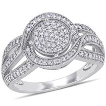 Miabella 1/2 Carat T.W. Diamond 10K White Gold Cluster Engagement Ring