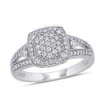 Miabella 1/3 Carat T.W. Diamond 10K White Gold Square Cluster Engagement Ring