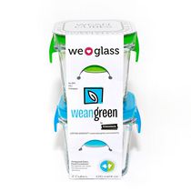 Wean Green -  Wean Cube - Tempered Glass Baby Food, Lunch Storage Containers - Pea & Blueberry - 2 Pack