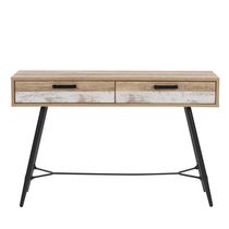 CorLiving Aurora Entryway Table, Distressed Warm Beige with White Duotone