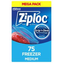 Ziploc sacs de congélation moyen avec double sceau Zipper et onglets faciles ouverts, Mega Pack 75 Sacs