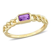 Miabella 1/5 Carat T.G.W. Amethyst 10K Yellow Gold Octagon Link Solitaire Ring