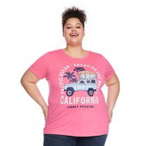 The Pink Closet Women's Plus Crew Neckline Tee, Sizes 1X-4X