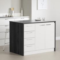 South Shore Myro Kitchen Island Natural Walnut and White