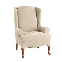 Sure Fit Jacquard Damask Stretch Wing Chair Slipcover