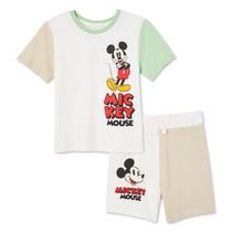 Ensemble 2&nbsp;pièces avec short Mickey Mouse Disney pour petits garçons Tailles&nbsp;2T-5T