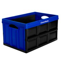 Hommp 2-Pack Collapsible Plastic Crate 15 L Stackable Folding Crates with Handle Black 