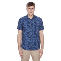 Dark Black Men's Short-Sleeve Button-Down Shirt, Sizes S-XXL