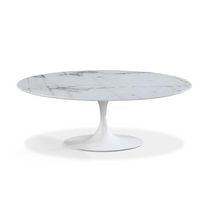 Bria Elegant Oval Dining Table with Carrara Marble Top and White Aluminum Base – A Refined and Timeless Design, Perfect for Adding Luxury and Sophistication to Modern Dining Spaces"