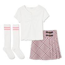 Btween Girls' Skort 3-Piece Set, Sizes XS-XL