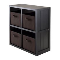 5-PC Timothy 2 x 2 shelf with 4 Chocolate Fabric Baskets, item 20452