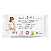 Lingettes épaisses pour bébé Eco by Naty à l'Aloe Vera pour peau sensible, hypoallergénique, biodégradable et compostable, 12 paquets de 56 (672 lingettes)