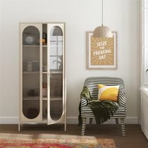 Mr. Kate Luna Tall 2-Door Accent Cabinet with Fluted Glass, Black