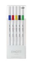 uni® Emott Fineliner Marker Pens, Fine Point (0.4mm), Vivid Colors - 5 Pack