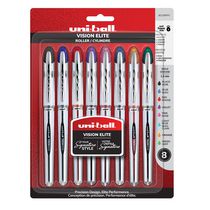 uniball™ Vision Elite Rollerball Pens, Bold Point (0.8mm), Assorted Colors - 8 Count