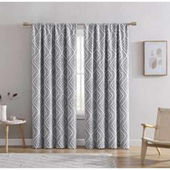 Panneau de fenêtre simple occultant avec passe-tringle à clip Jacquard