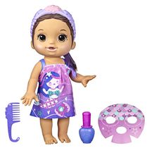 Baby Alive poupée Bébé beauté 32 cm à baigner, thème sirène, maquillage et ongles magiques, cheveux bruns, enfants